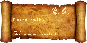 Manher Opika névjegykártya